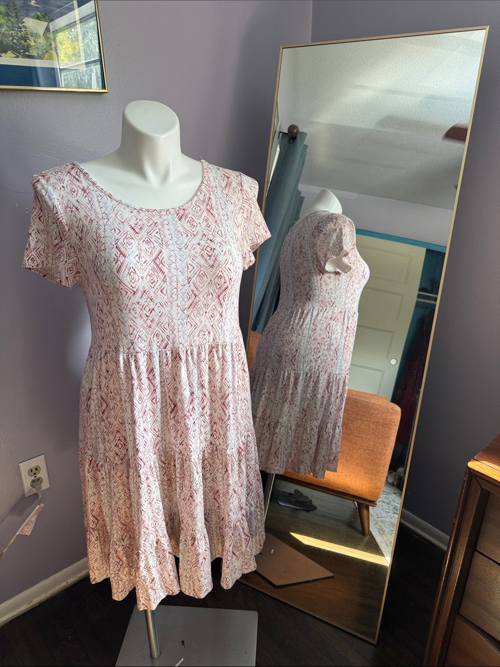 torrid Light Pink Patterned Tiered Short Sleeve Dress